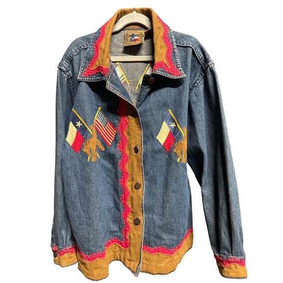 Don’t Mess With Texas Jackets & Blazers - Vintage Don't Mess With Texas Embroidered Denim Jacket Fun America Womens Size M